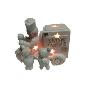 Porcelain Snowman w/ Snow Cone Cart Accent Light White By JCP Home 1996 Vintage